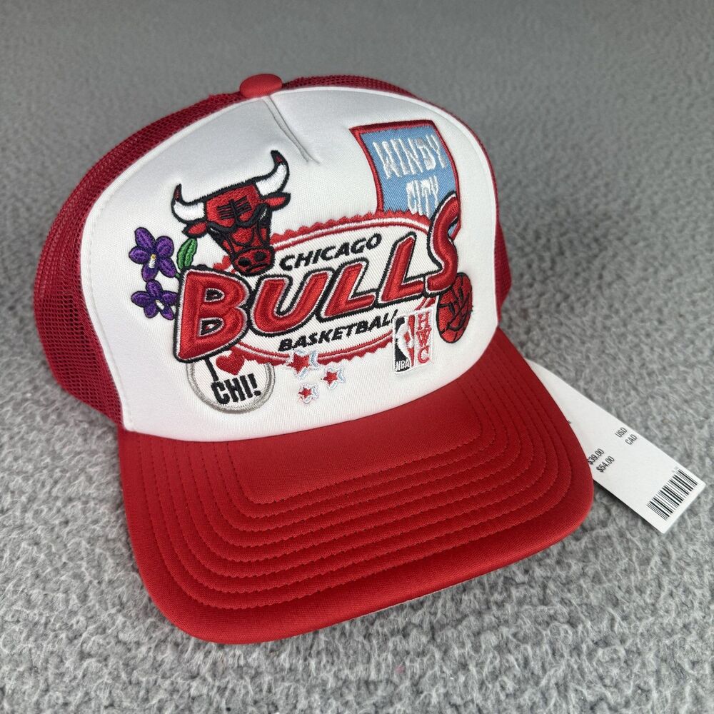 Chicago Bulls Hat Cap Mitchell Ness Snap Back Trucker Mesh NBA Basketball NWT